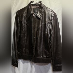 Mossimo Black Leather Jacket Size Large Liner Inside Pocket